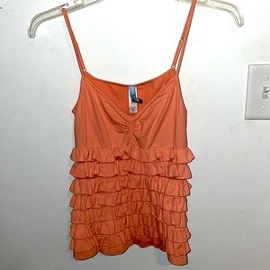 🧡NWOT Marciano Orange Ruffle Microfiber Camisole